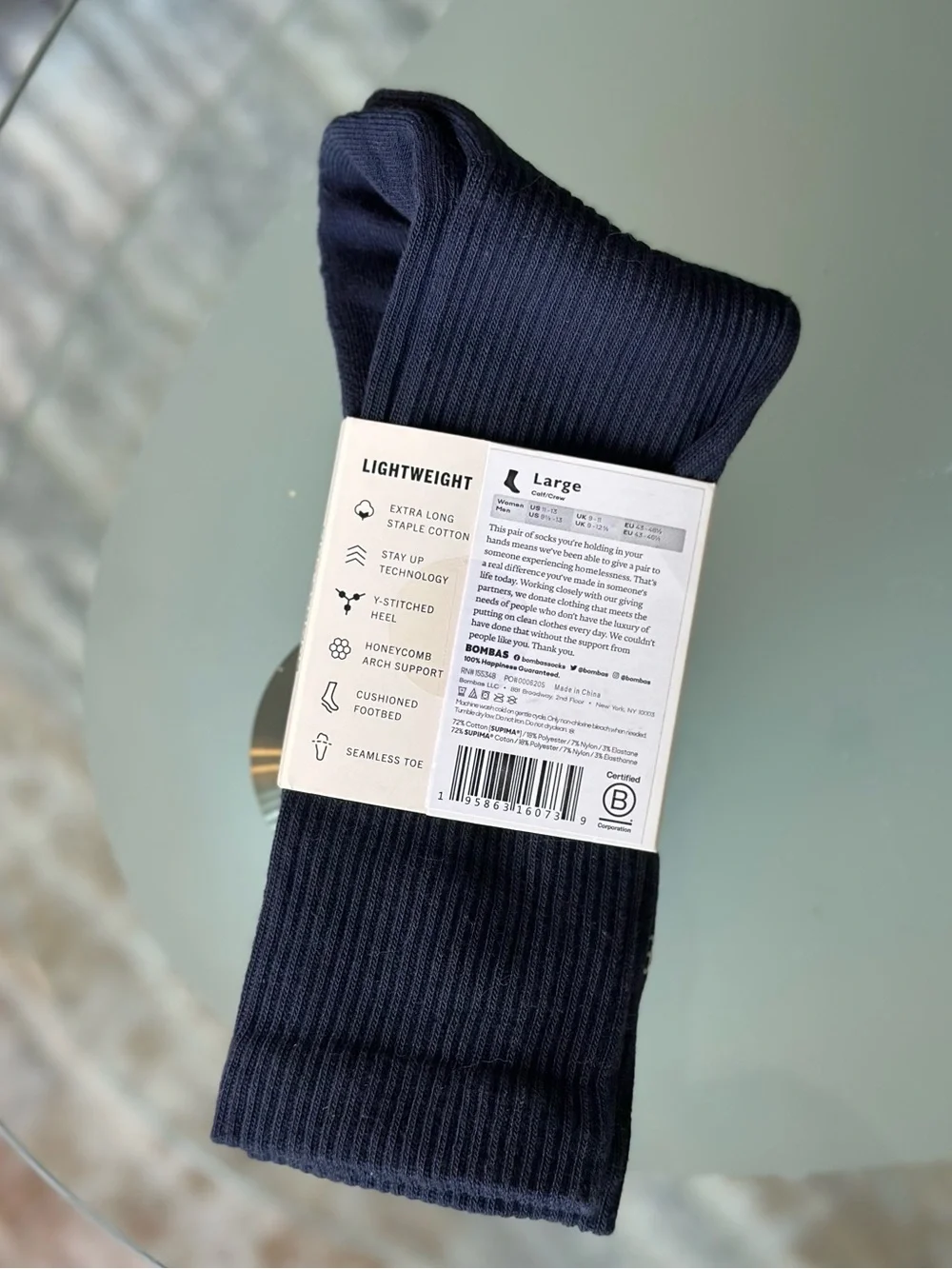 Bombas Moonlight Crew Socks - Size Large